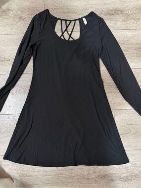 Mudd Black Long-Sleeve Dress with Crisscross Back